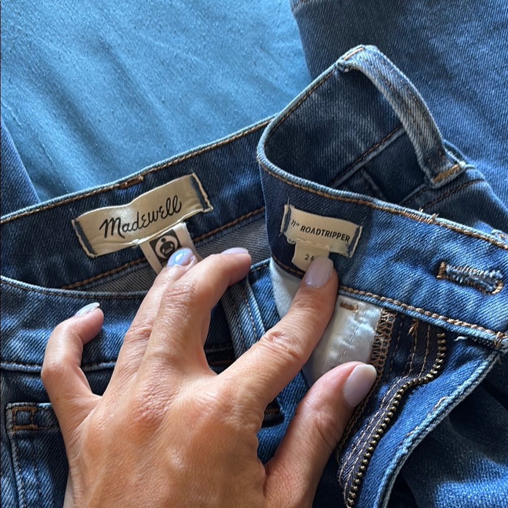 Madewell Blue Skinny Jeans with Distressed Detailing